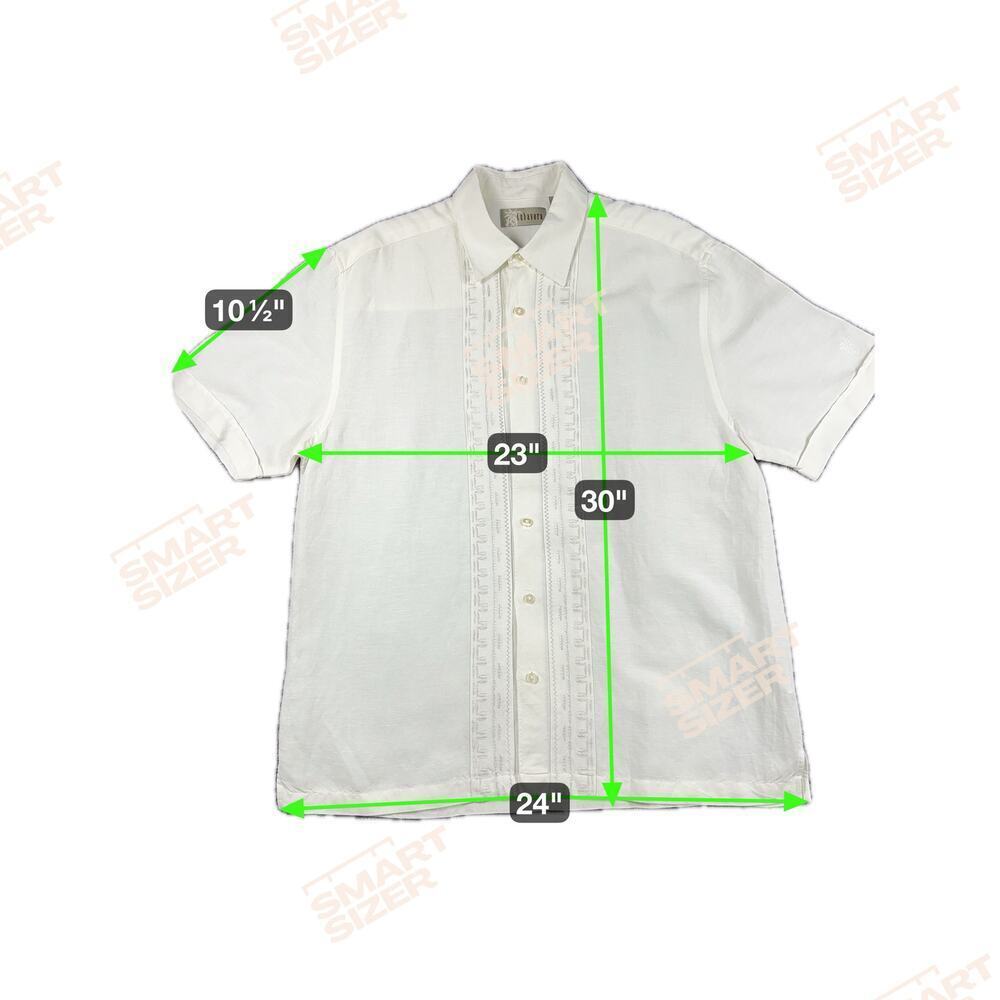 Cubavera Linen Blend Embroidered Short Sleeve Guayabera Shirt White Size L - Picture 8 of 9